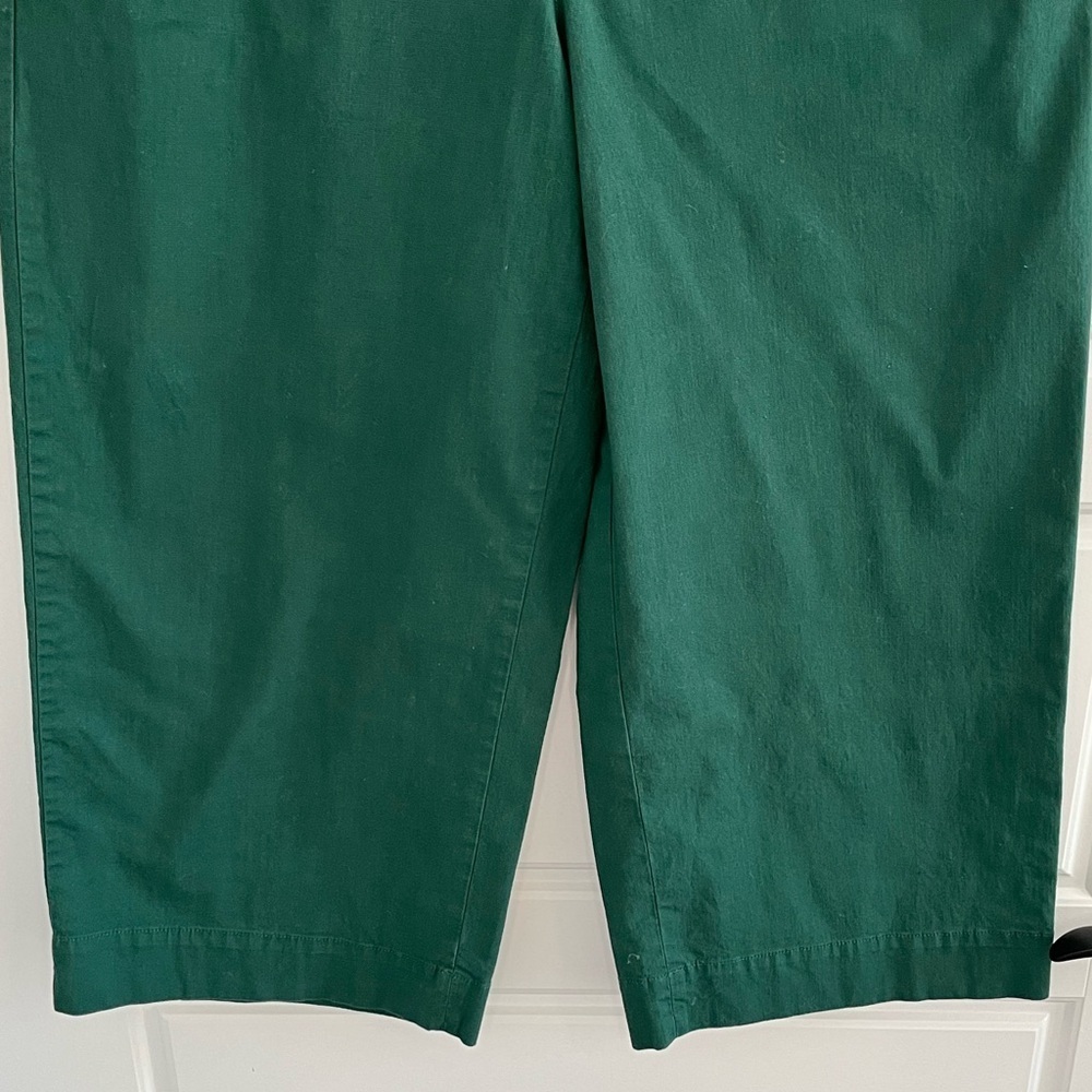 Talbots Green Cotton Slub Sailor Crop Pants Nautical Wide Leg Size 14 Vacation - Picture 4 of 13